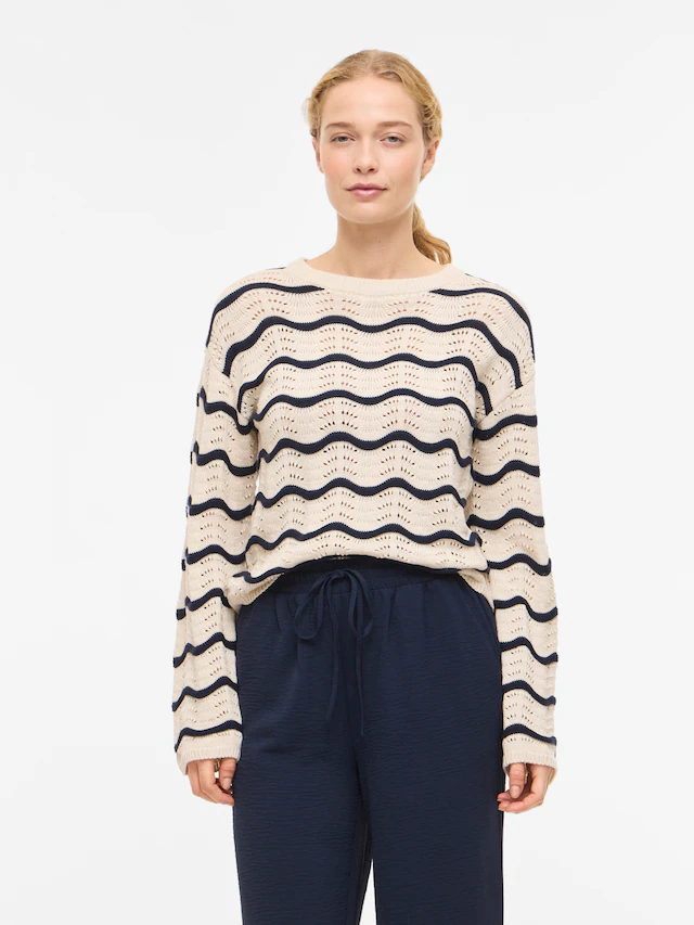 Vila Strickpullover »VIWAVE O-NECK LS POINTELLE KNIT TOP-NOOS«