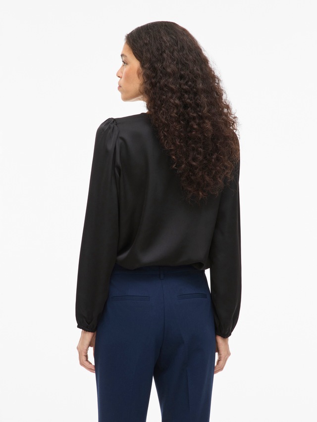 Vila Langarmshirt »VIELLETTE L/S SMOCK SATIN TOP - NOOS« Kunstfaser, regular fit