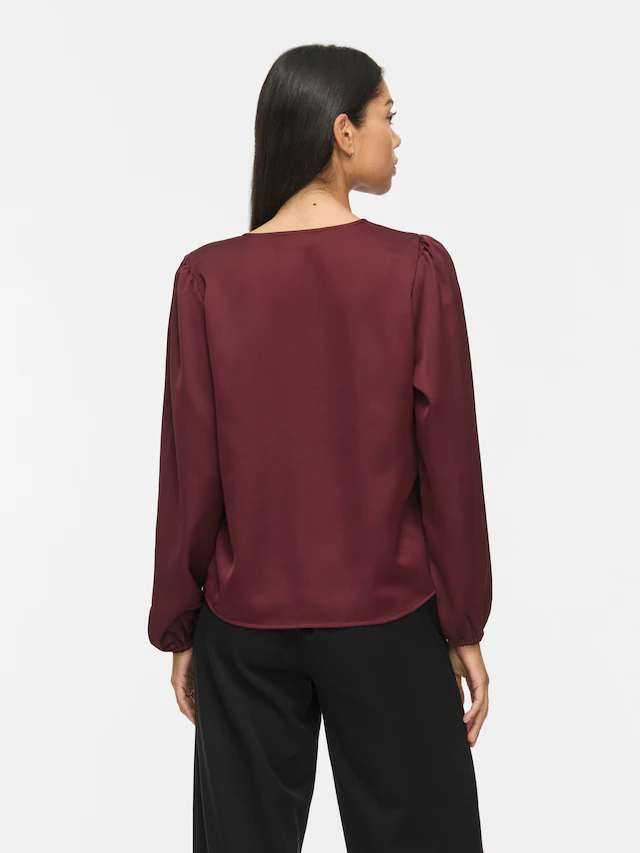 Vila Langarmshirt »VIELLETTE L/S SMOCK SATIN TOP - NOOS« Kunstfaser, regular fit