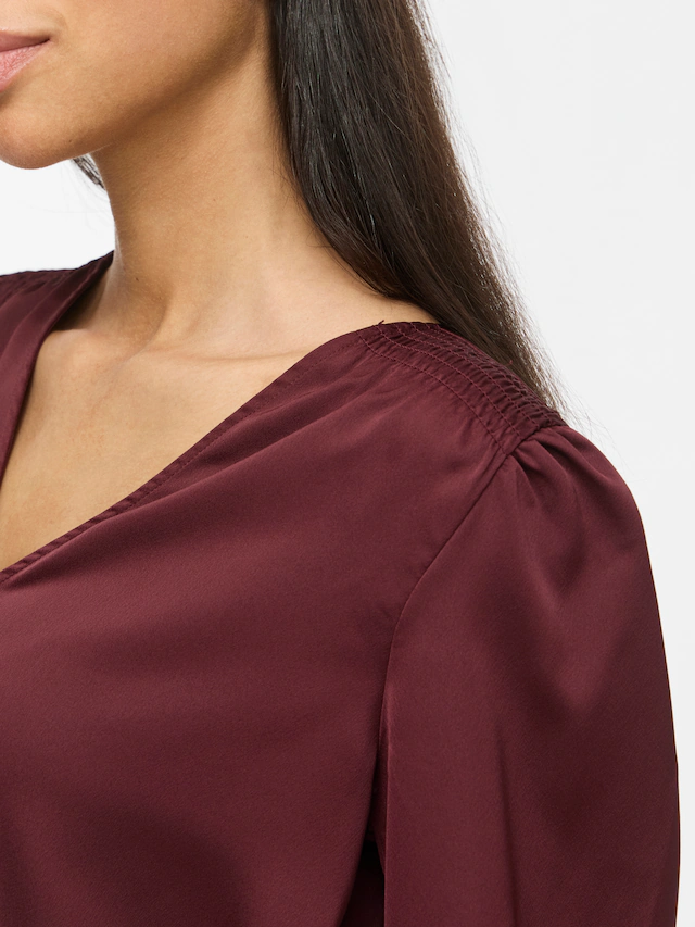 Vila Langarmshirt »VIELLETTE L/S SMOCK SATIN TOP - NOOS« Kunstfaser, regular fit