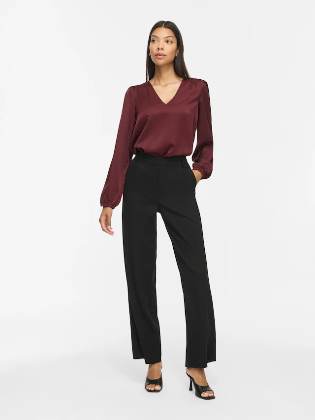 Vila Langarmshirt »VIELLETTE L/S SMOCK SATIN TOP - NOOS« Kunstfaser, regular fit