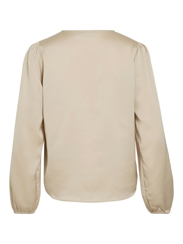 Vila Langarmshirt »VIELLETTE L/S SMOCK SATIN TOP - NOOS« Kunstfaser, regular fit