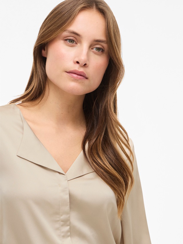 Vila Hemdbluse »VIELLETTE V-NECK L/S SATIN SHIRT - NOOS«