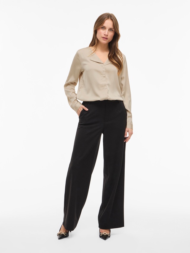Vila Hemdbluse »VIELLETTE V-NECK L/S SATIN SHIRT - NOOS«