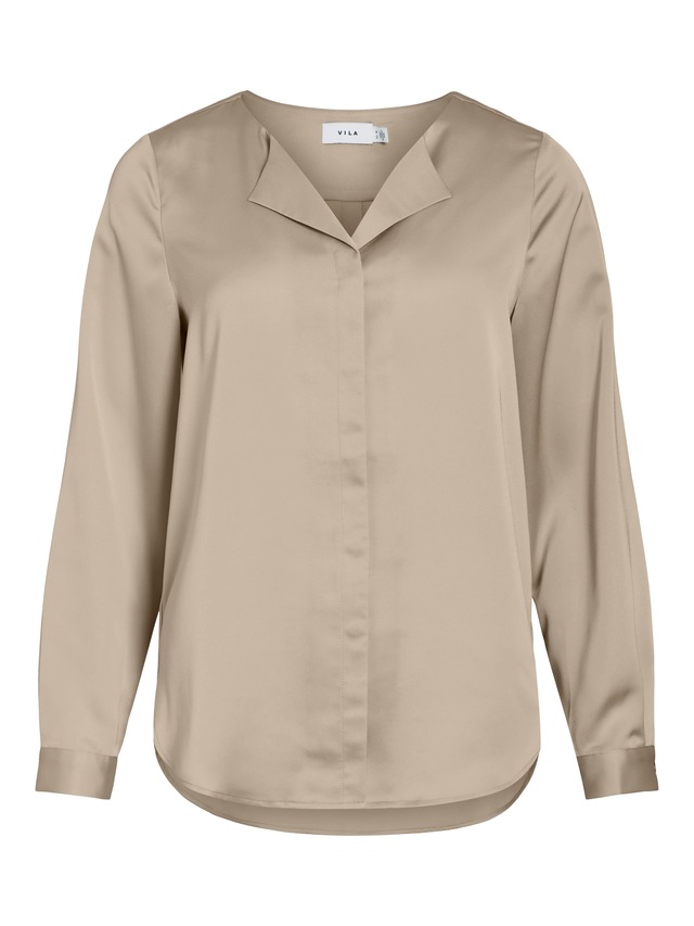 Vila Hemdbluse »VIELLETTE V-NECK L/S SATIN SHIRT - NOOS«