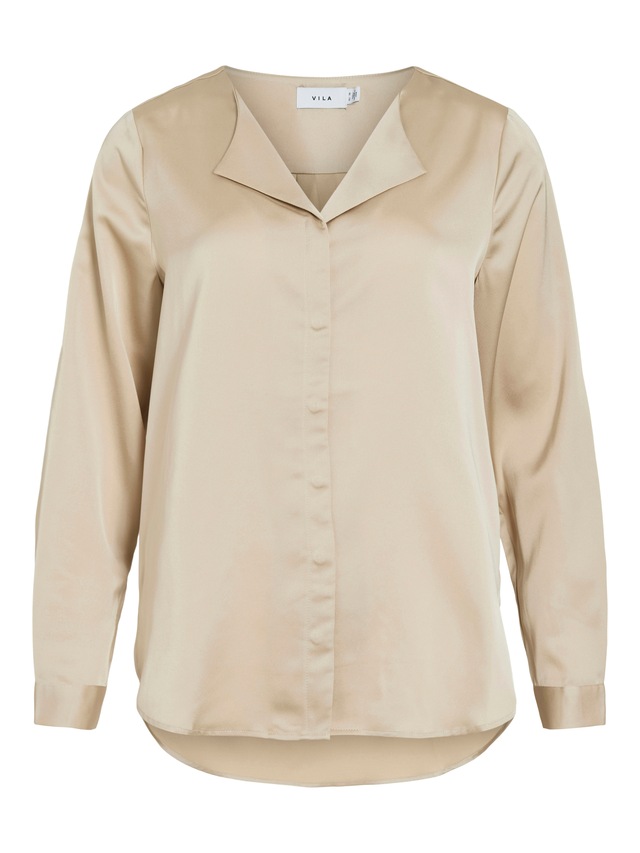 Vila Hemdbluse »VIELLETTE V-NECK L/S SATIN SHIRT - NOOS«