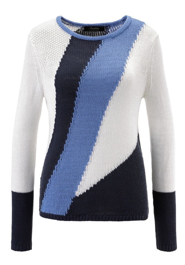 Aniston SELECTED Strickpullover mit Rollkante am Rundhalsausschnitt