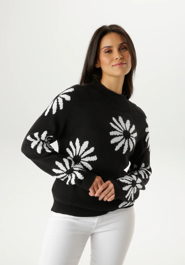 Aniston SELECTED Strickpullover mit großen, fantasievollen Blüten
