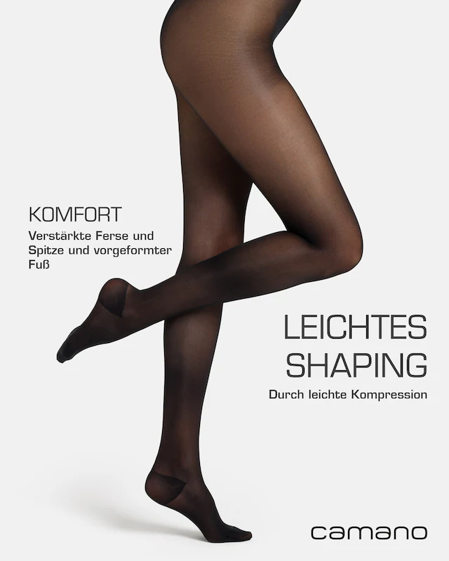 Camano Feinstrumpfhose 40 DEN Vorgeformter Fuß mit verstärkter Ferse und Fußspitze