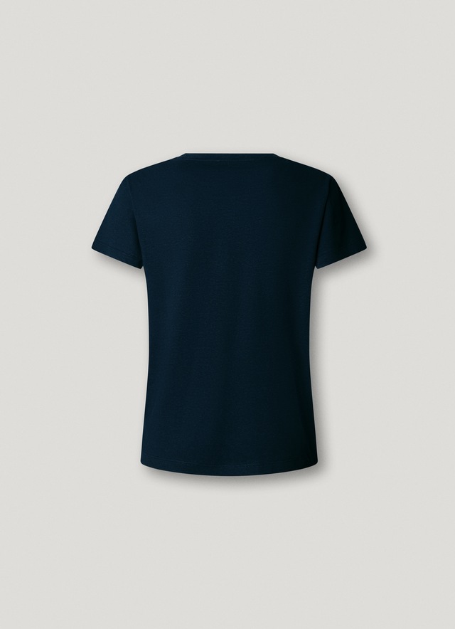 Pepe Jeans T-Shirt »MEGAN« mit Leinenanteil, Logostickerei auf der Brust