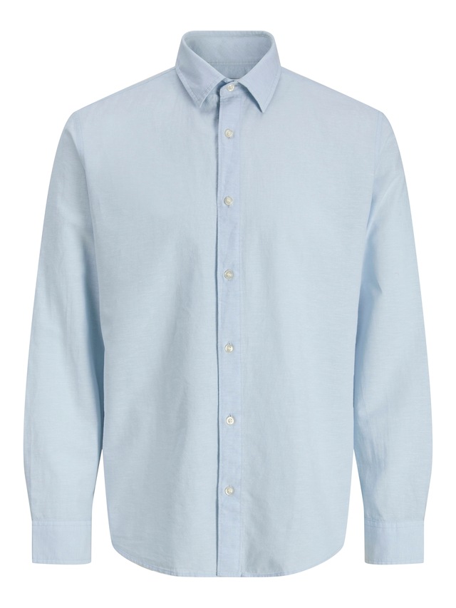 Jack & Jones PlusSize Langarmhemd »JJEBREEZE LINEN BLEND SHIRT L/S SN PLS« mit auffälliger Knopfleiste