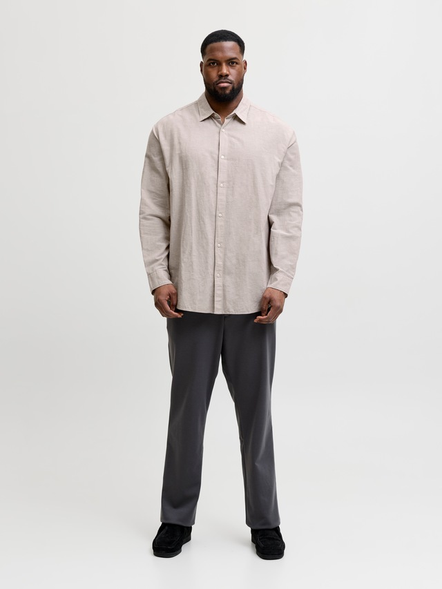Jack & Jones PlusSize Langarmhemd »JJEBREEZE LINEN BLEND SHIRT L/S SN PLS« mit auffälliger Knopfleiste