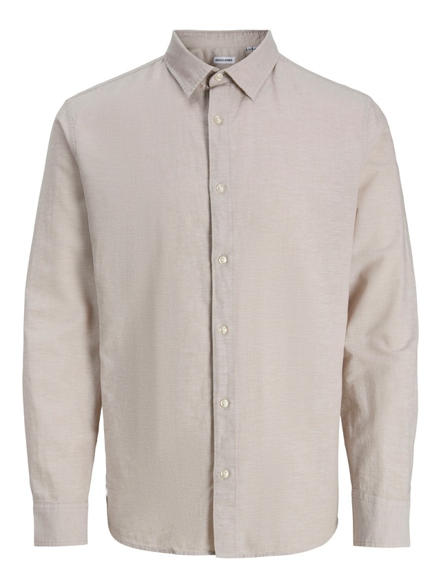 Jack & Jones PlusSize Langarmhemd »JJEBREEZE LINEN BLEND SHIRT L/S SN PLS« mit auffälliger Knopfleiste