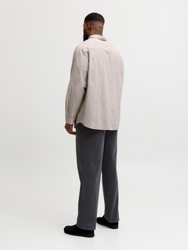 Jack & Jones PlusSize Langarmhemd »JJEBREEZE LINEN BLEND SHIRT L/S SN PLS« mit auffälliger Knopfleiste