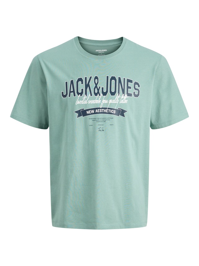 Jack & Jones PlusSize Rundhalsshirt »JJELOGO TEE SS O-NECK 2 COL SS26 SN PLS« mit auffälligem Print
