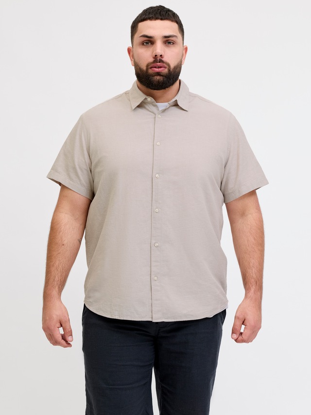 Jack & Jones PlusSize Kurzarmhemd »JJEBREEZE LINEN BLEND SHIRT S/S SN PLS« mit Leinen, regular fit