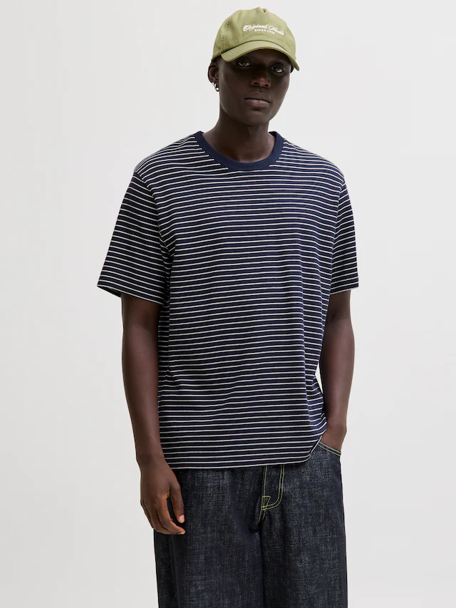 Jack & Jones Rundhalsshirt »JJEDOVER STRIPED TEE SS CREW NECK SN« mit Streifendesign