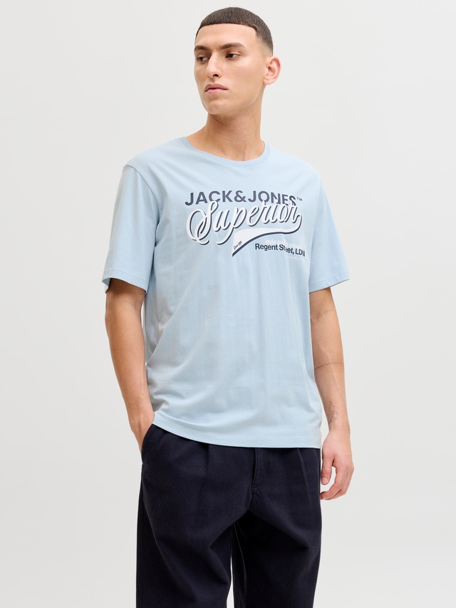 Jack & Jones Rundhalsshirt »JJELOGO TEE SS O-NECK 2 COL SS26 SN« mit Grafikprint