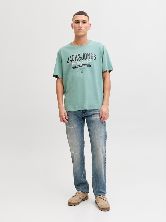 Jack & Jones Rundhalsshirt »JJELOGO TEE SS O-NECK 2 COL SS26 SN« mit Grafikprint