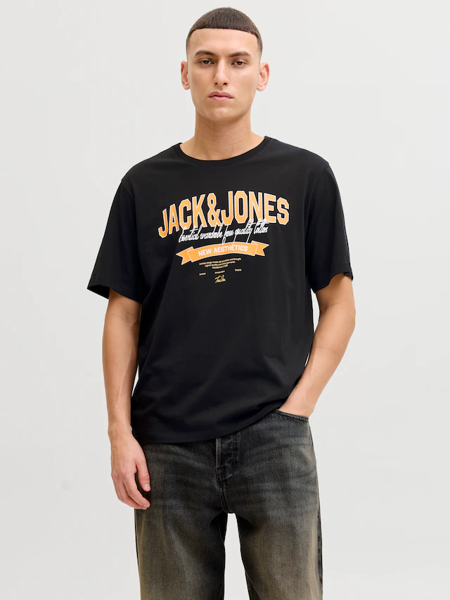 Jack & Jones Rundhalsshirt »JJELOGO TEE SS O-NECK 2 COL SS26 SN« mit Grafikprint
