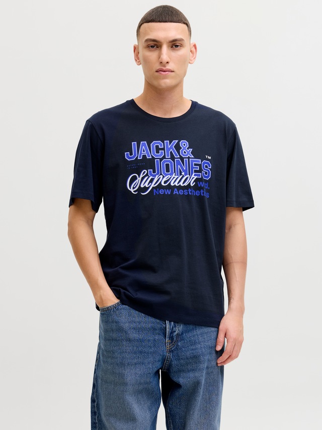 Jack & Jones Rundhalsshirt »JJELOGO TEE SS O-NECK 2 COL SS26 SN« mit Grafikprint