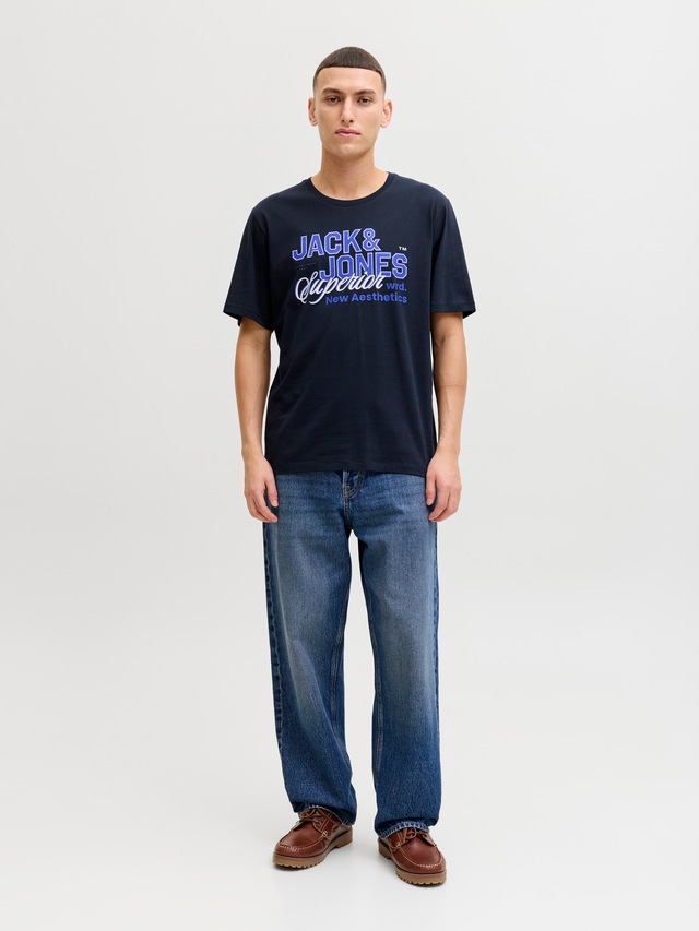 Jack & Jones Rundhalsshirt »JJELOGO TEE SS O-NECK 2 COL SS26 SN« mit Grafikprint