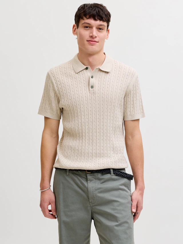 Jack & Jones Polokragenpullover »JJEEMIL KNIT CABLE POLO SS LN« mit Polokragen