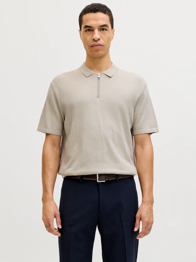 Jack & Jones Kurzarmpullover »JJEEMIL KNIT ZIP POLO SS SN« mit kurzem Reißverschluss
