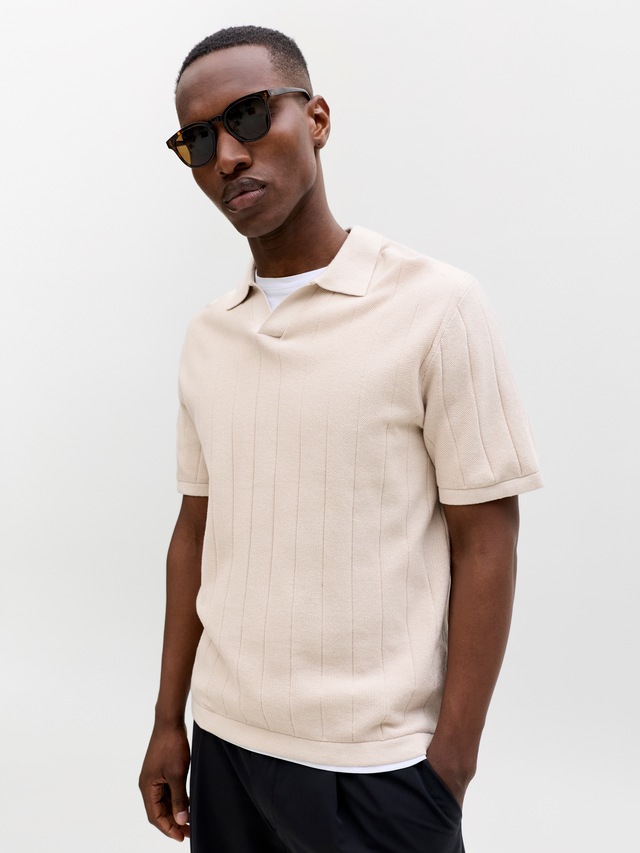 Jack & Jones Polokragenpullover »JJEBRADLEY KNIT SPLIT NECK SS SN« Baumwolle