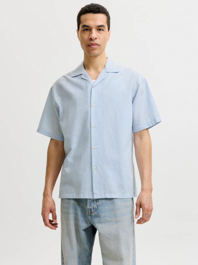 Jack & Jones Kurzarmhemd »JJEBREEZE LINEN BLEND RESORT SHIRT SS SN« mit Knopfleiste