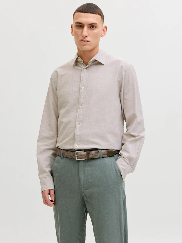 Jack & Jones Langarmhemd »JJEBREEZE LINEN BLEND SHIRT L/S SN« mit Knopfleiste