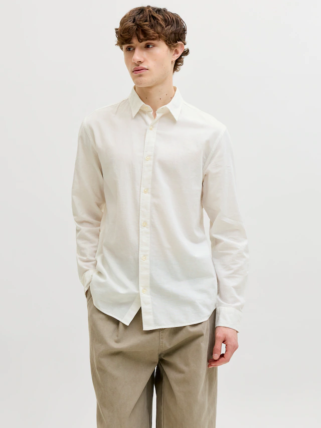 Jack & Jones Langarmhemd »JJEBREEZE LINEN BLEND SHIRT L/S SN« mit Knopfleiste