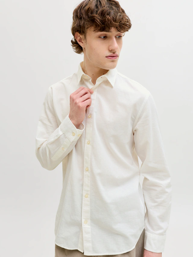 Jack & Jones Langarmhemd »JJEBREEZE LINEN BLEND SHIRT L/S SN« mit Knopfleiste