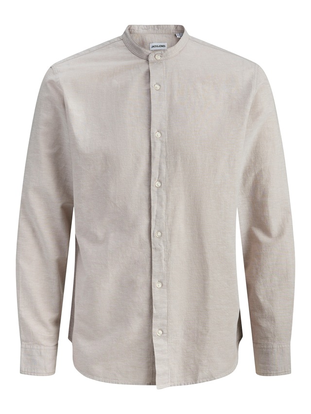 Jack & Jones Langarmhemd »JJEBREEZE LINEN BLEND BAND SHIRT L/S SN« mit Stehkragen