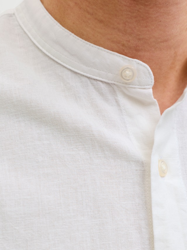 Jack & Jones Langarmhemd »JJEBREEZE LINEN BLEND BAND SHIRT L/S SN« mit Stehkragen