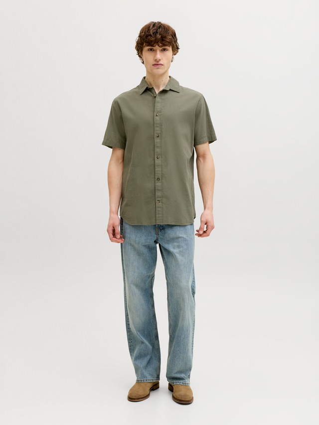 Jack & Jones Kurzarmhemd »JJESUMMER LINEN BLEND SHIRT S/S SN« Baumwolle mit Leinen, regular fit