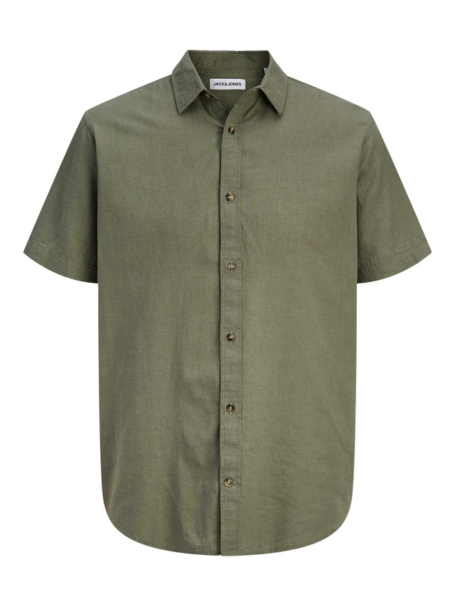 Jack & Jones Kurzarmhemd »JJESUMMER LINEN BLEND SHIRT S/S SN« Baumwolle mit Leinen, regular fit