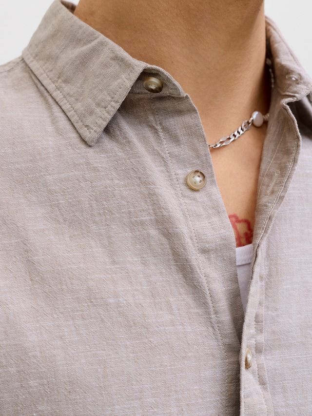 Jack & Jones Kurzarmhemd »JJESUMMER LINEN BLEND SHIRT S/S SN« Baumwolle mit Leinen, regular fit