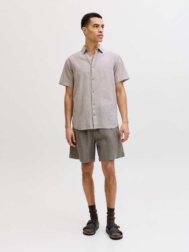 Jack & Jones Kurzarmhemd »JJESUMMER LINEN BLEND SHIRT S/S SN« Baumwolle mit Leinen, regular fit