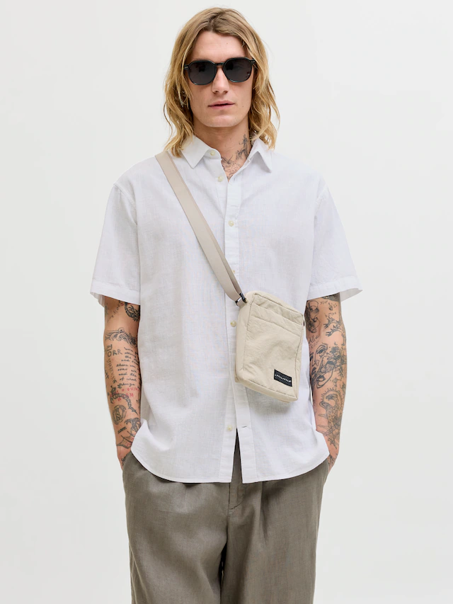 Jack & Jones Kurzarmhemd »JJESUMMER LINEN BLEND SHIRT S/S SN« Baumwolle mit Leinen, regular fit