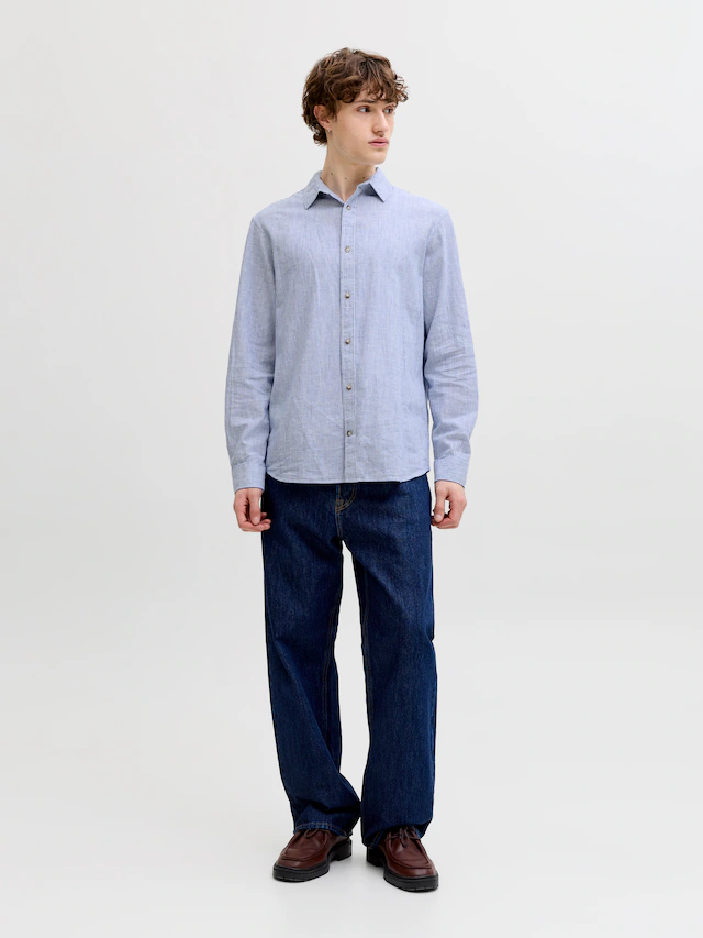 Jack & Jones Langarmhemd »JJESUMMER LINEN BLEND SHIRT L/S SN« Baumwollmischung, regular fit