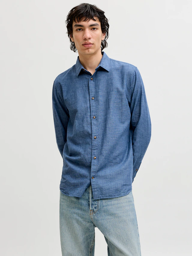 Jack & Jones Langarmhemd »JJESUMMER LINEN BLEND SHIRT L/S SN« Baumwollmischung, regular fit