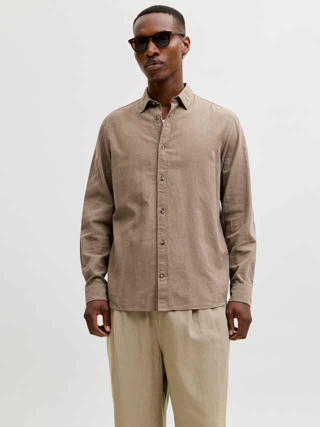 Jack & Jones Langarmhemd »JJESUMMER LINEN BLEND SHIRT L/S SN« Baumwollmischung, regular fit