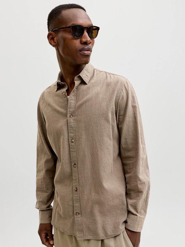 Jack & Jones Langarmhemd »JJESUMMER LINEN BLEND SHIRT L/S SN« Baumwollmischung, regular fit