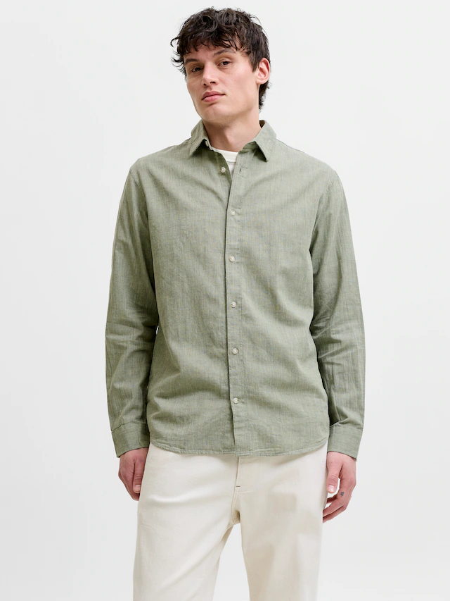 Jack & Jones Langarmhemd »JJESUMMER LINEN BLEND SHIRT L/S SN« Baumwollmischung, regular fit