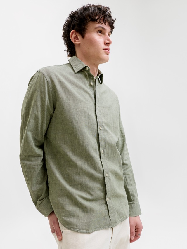 Jack & Jones Langarmhemd »JJESUMMER LINEN BLEND SHIRT L/S SN« Baumwollmischung, regular fit