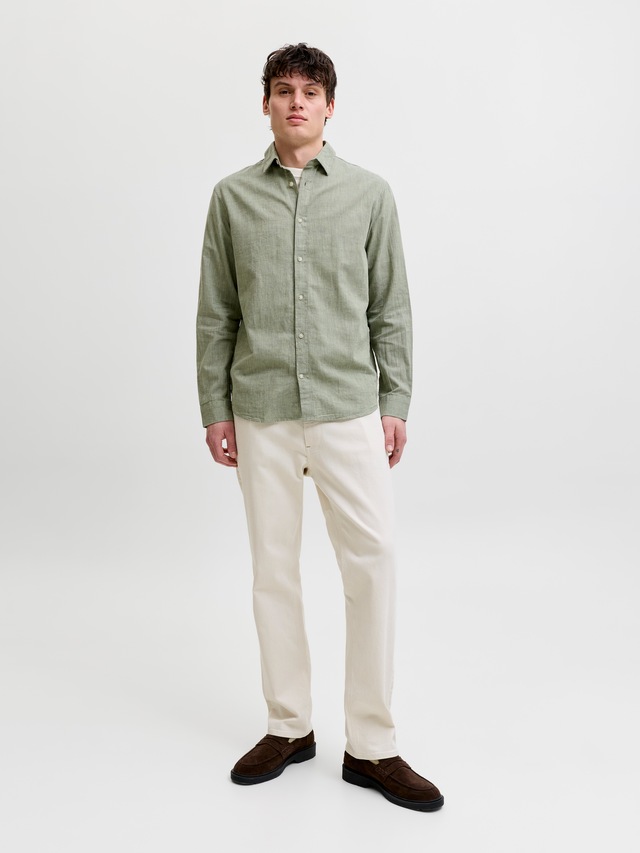 Jack & Jones Langarmhemd »JJESUMMER LINEN BLEND SHIRT L/S SN« Baumwollmischung, regular fit