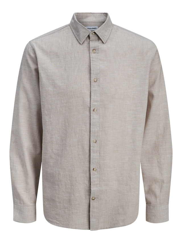 Jack & Jones Langarmhemd »JJESUMMER LINEN BLEND SHIRT L/S SN« Baumwollmischung, regular fit