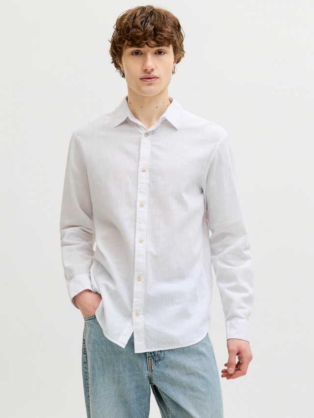 Jack & Jones Langarmhemd »JJESUMMER LINEN BLEND SHIRT L/S SN« Baumwollmischung, regular fit