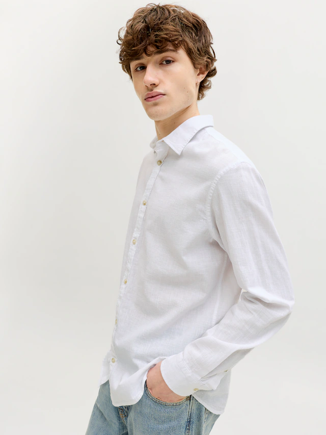 Jack & Jones Langarmhemd »JJESUMMER LINEN BLEND SHIRT L/S SN« Baumwollmischung, regular fit